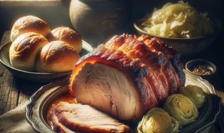Pork Roast with Flour Rolls and Cabbage